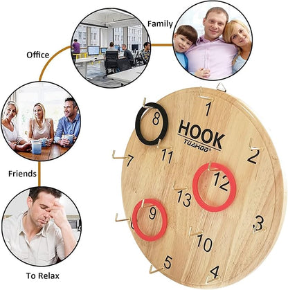 Ring Toss Games for Kids - Outdoor Yard Game for Adults & Family Backyard Toys, Wooden Board Hook Darts Wall Game for Gaming Room, Patio, Garage, Hookey Ring Tossing Game