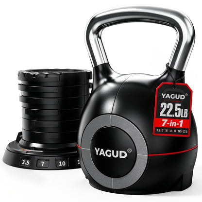 Yagud Adjustable Kettlebell for Strength Training, Quick-Change 3.5-22.5lbs Kettle Bells Weights