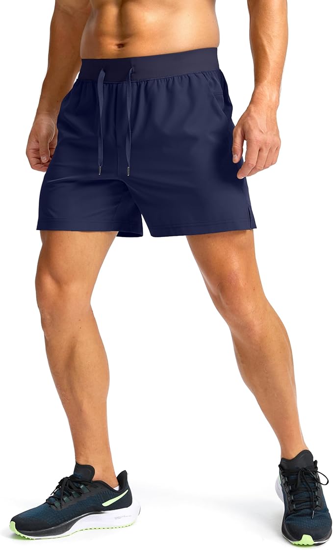Men's Running Shorts with Zipper Pockets 9 Inch/ 7 Inch / 5 Inch Lightweight Quick Dry Gym Workout Athletic Shorts for Men(5 inch)