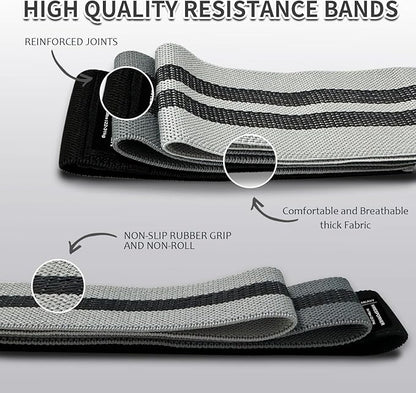 9 PCS Fabric Resistance Bands Set for Working Out, Non-Slip Exercise Booty Bands for Women & Men Leg and Glutes with Hair Ties and Tape Measure - for Home Gym Workout, Yoga, Pilates