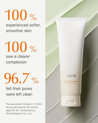 SU:M One Minute Clay Mask - Pore Cleanser & Hydrating 2-in-1 Korean Face Mask and Facial Cleanser for Blackheads, Exfoliation & Smooth Skin, 5.07 fl oz