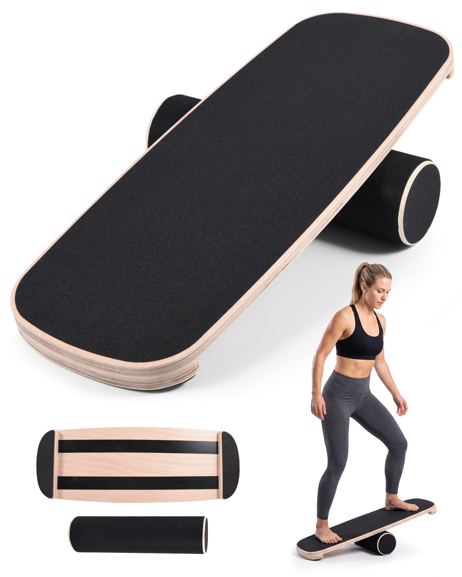 yflingjie Balance Board for Adults, Surf Trainer with Wooden Roller