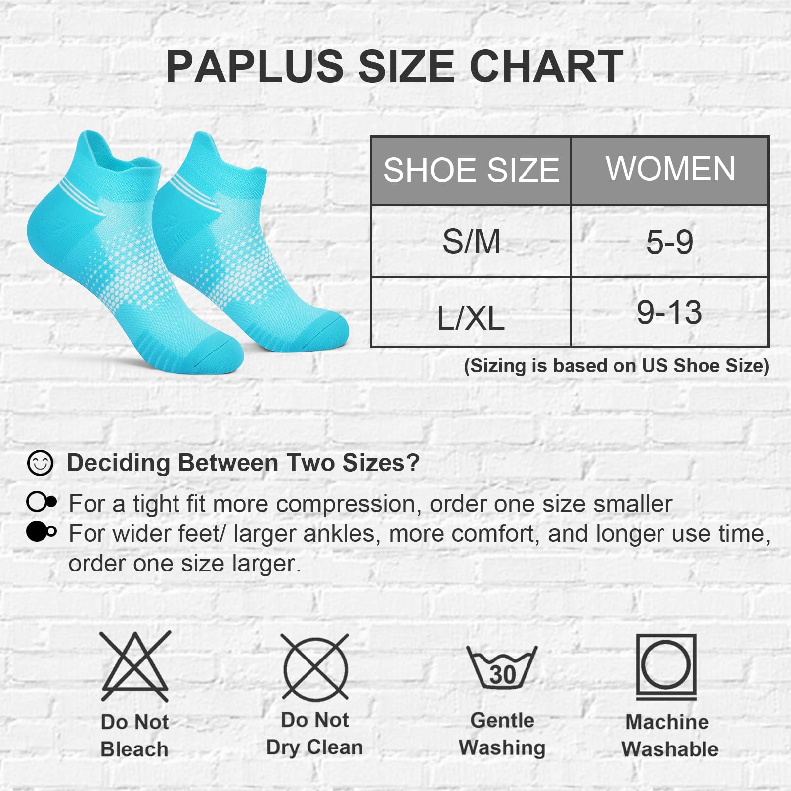 PAPLUS Ankle Compression Socks for Women, 6 Pairs Cushioned Running Socks