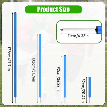 TOBWOLF 6PCS 6FT Adjustable Soccer Agility Training Poles, Detachable Sports Training Speed Sticks, Slalom Training Agility Pole Set, Outdoor Speed & Agility Turf Training Poles for Soccer Drills