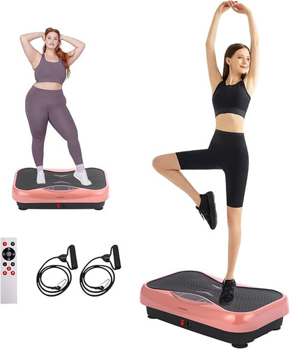 Whole Body Vibration Plate Exercise Machine ??Power Vibrating Plate for Lymphatic Drainage Weight Loss, Shake Plate Exercise Platform with Touch Screen & Resistance Bands, Equipment for Women Men
