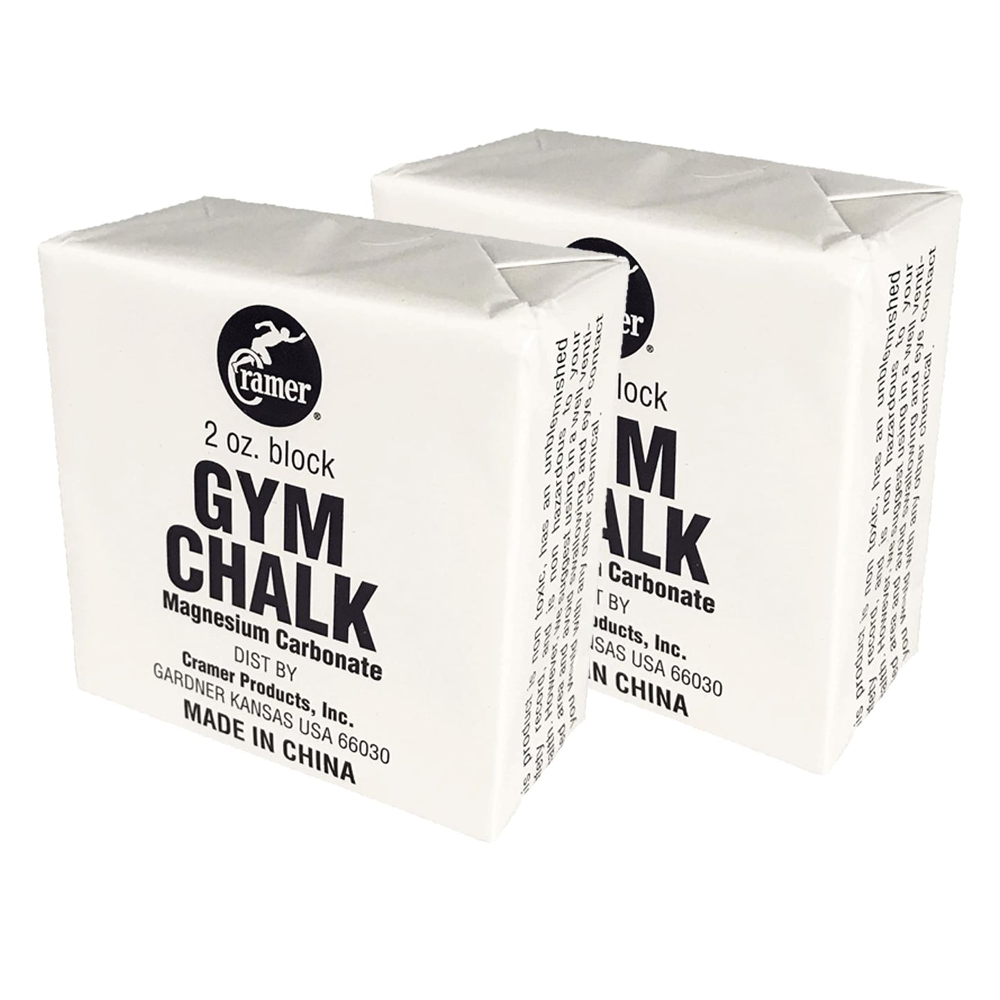 Cramer Gym Chalk Block, 2-Pack of 2 oz, Magnesium Carbonate for Powerlifting, Rock Climbing