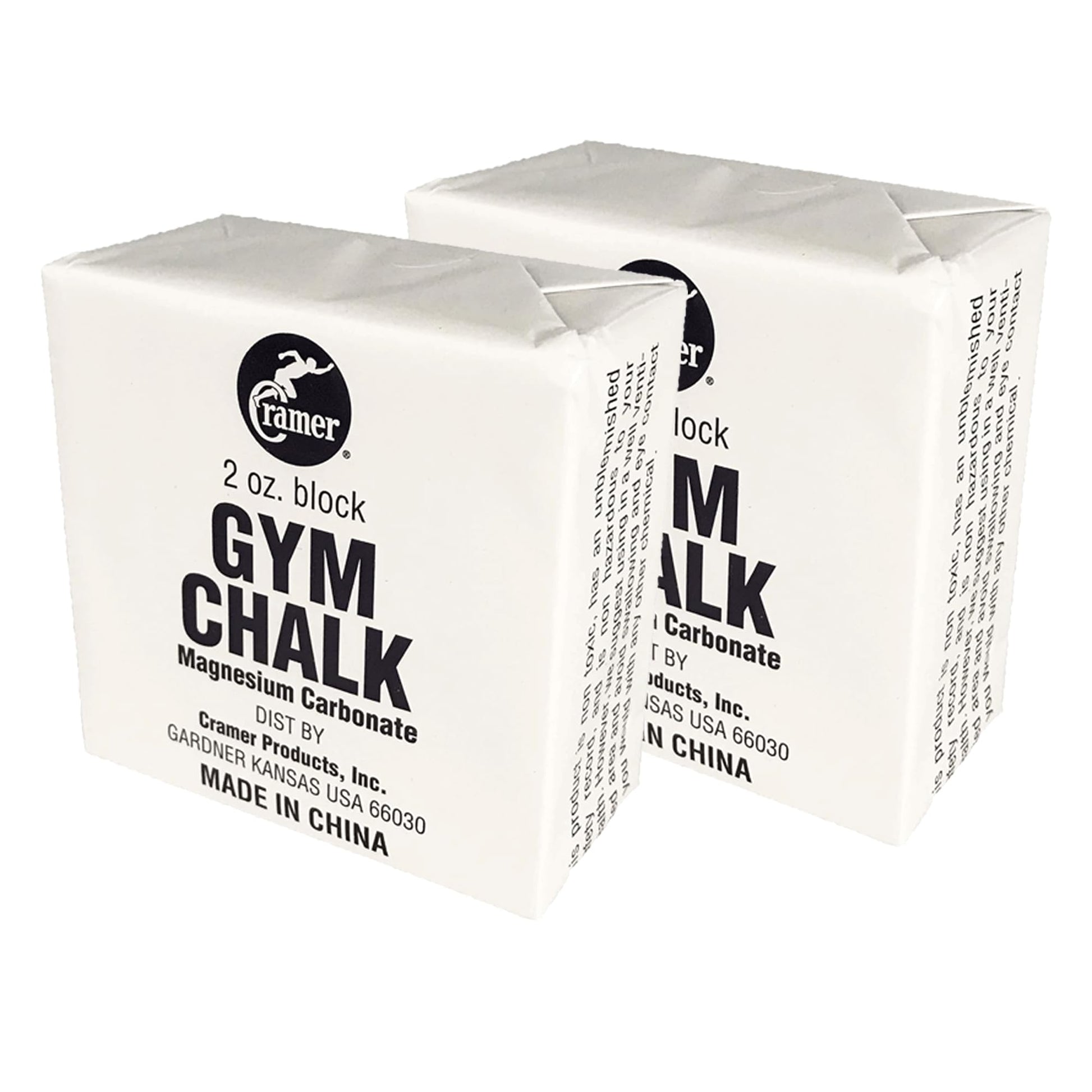 Cramer Gym Chalk Block, 2-Pack of 2 oz, Magnesium Carbonate for Powerlifting, Rock Climbing