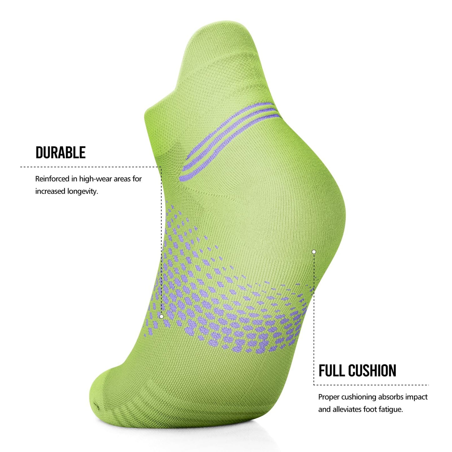 PAPLUS Ankle Compression Socks for Women, 6 Pairs Cushioned Running Socks
