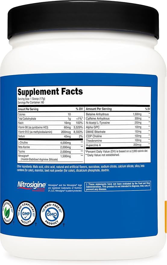 Nutricost Pre-X Xtreme PreWorkout Powder Complex, Peach Mango, 60 Servings, Vegetarian, Non-GMO and Gluten Free