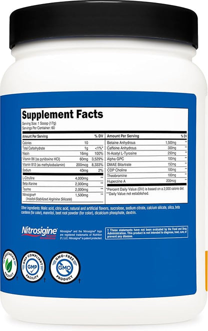 Nutricost Pre-X Xtreme PreWorkout Powder Complex, Peach Mango, 60 Servings, Vegetarian, Non-GMO and Gluten Free