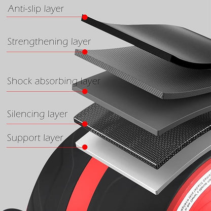 AB Wheel Roller with Resistance Spring, Automatic Rebound Exercise Abdominal Ultra-Wide Wheels Fitness for Gym & Home, Core Work-out Strength-Training Roller with Knee Pad, 14.6"W