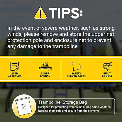 8FT 10FT 12FT 14FT 16FT Trampoline with Pop-up Quick Connector and Basketball Hoop, Trampoline Outdoor with Enclosure, Ladder, ASTM Approval for Kids and Adults