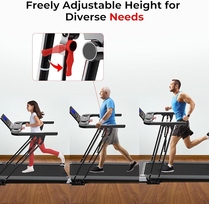 SHAREWIN Portable Folding Treadmill Foldable Electric Exercise Treadmills for Home with Pulse Sensors,260 lb Capacity,7.5MPH,Low Noise with LCD and Bluetooth Speakers