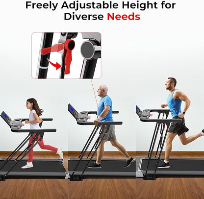 SHAREWIN Portable Folding Treadmill Foldable Electric Exercise Treadmills for Home with Pulse Sensors,260 lb Capacity,7.5MPH,Low Noise with LCD and Bluetooth Speakers