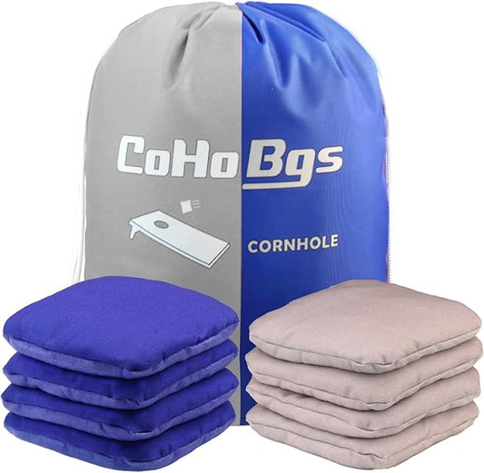 CoHoBgs Corn Hole Bags Set 8, Professional Cornhole Bags Dual-Sided Slick & Stick Resin Filled