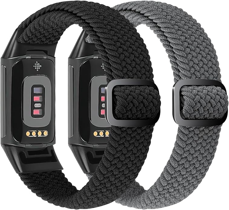 Elastic Braided Bands Compatible with Fitbit Charge 5/Fitbit Charge 6 for Women Men, Breathable Adjustable Stretchy Nylon Loop Sport Replacement Wristbands for Fitbit Charge 6 Charge 5 Straps