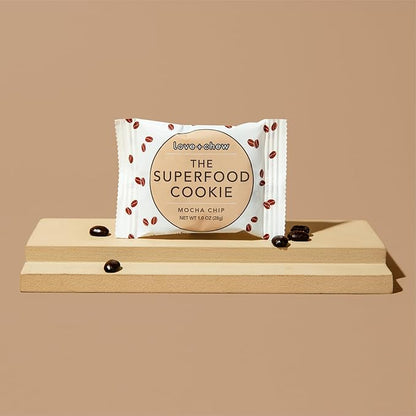 Love + Chew, Mocha Chip Minis - 18 Count - Tasty Gluten Free Cookies - Vegan - Healthy, Paleo, Non GMO Snacks - Individually Wrapped, Soft Baked Cookies - Made from High Protein Almonds - 1 Ounce Each
