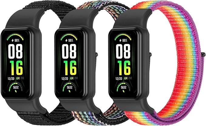 YCHDDER Solo Loop Nylon Bands Compatible with Amazfit Band 7 Straps,Soft Breathable Comfortable Adjustable Colorful Sports Replacement Wristband for Amazfit Band 7 for Men Women
