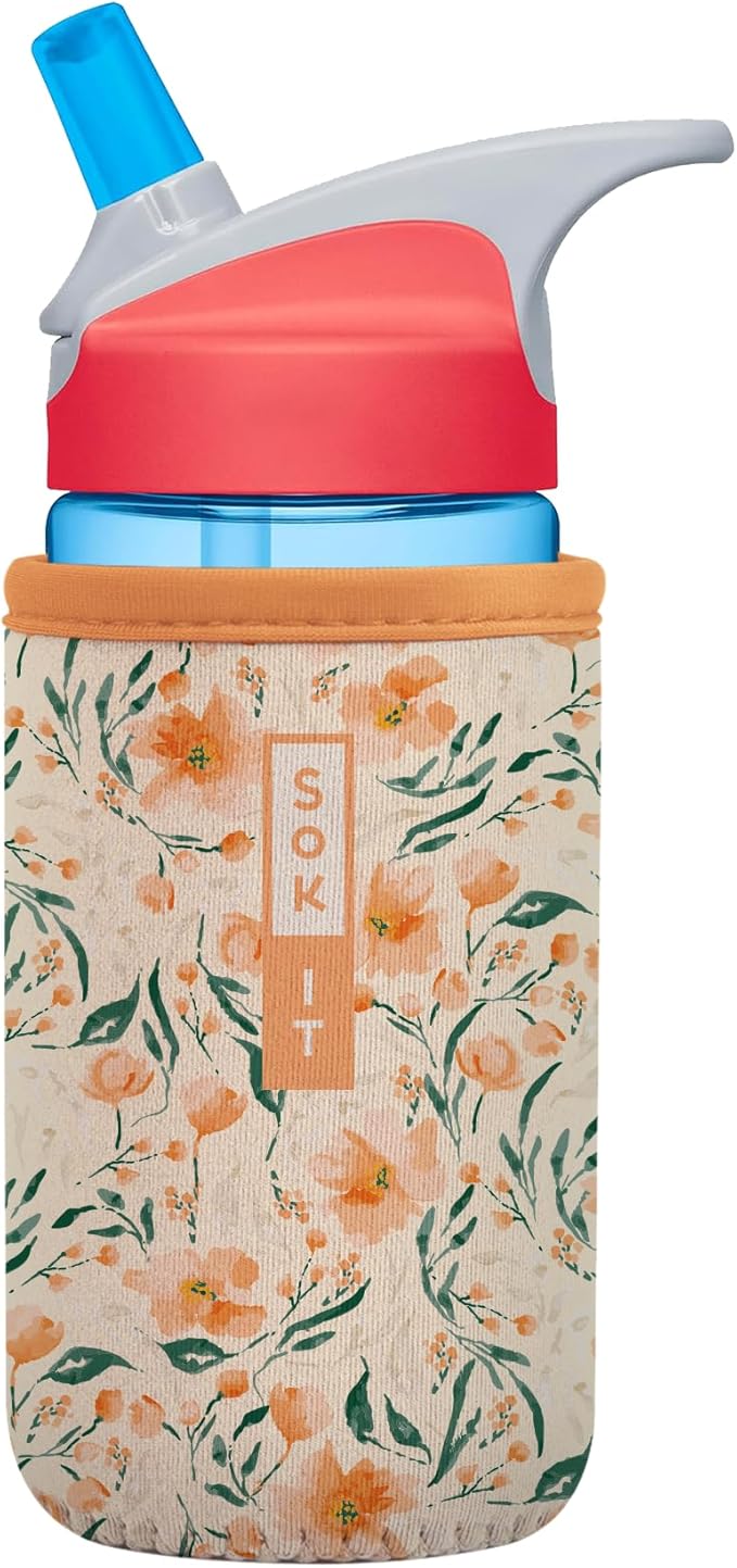 Sok It BotlSok Water Bottle Sleeve Insulated Neoprene Cover (Blush Blossoms, Fits 12oz CamelBak or Nalgene)