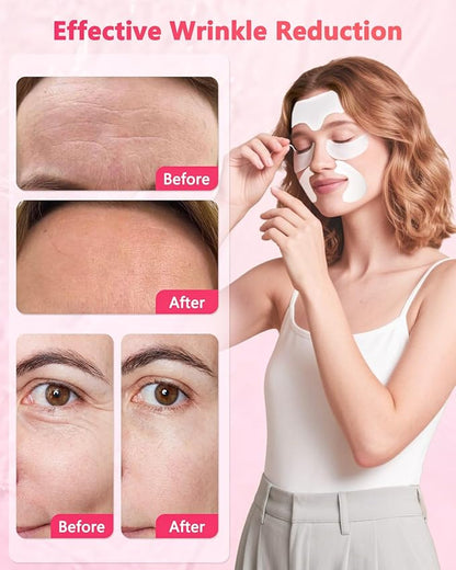 3 IN 1 Forehead, Smile Line & Under Eye Wrinkle Patches, Overnight Facial Wrinkle Treatment with Hyaluronic Acid, Collagen to Lift Lines for Women, 60 Patches