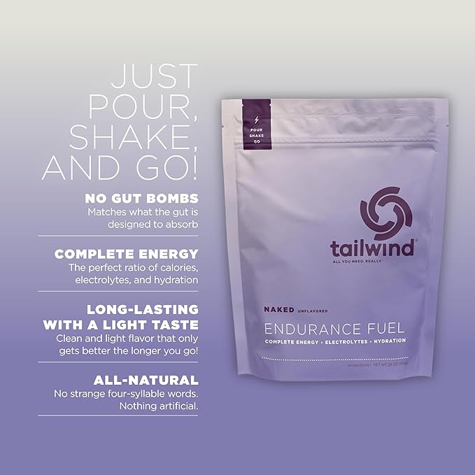 Tailwind Nutrition Endurance Fuel, Carbohydrate & Electrolyte Sports Drink Mix Powder, Gluten-Free, Vegan, Naked Unflavored, 30 Servings