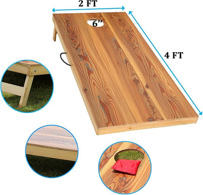 Solid Wood Premium Corn Hole Outdoor Game Set, 2 Regulation and Waterproof Cornhole Game Boards, with 8 Toss Bags, Perfect for Outdoor Indoor