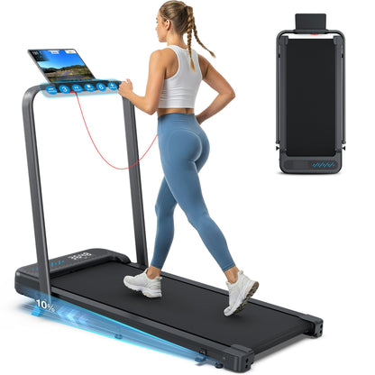 WELLFIT Folding Treadmill for Home, Walking Pad with Incline and Handle Bar