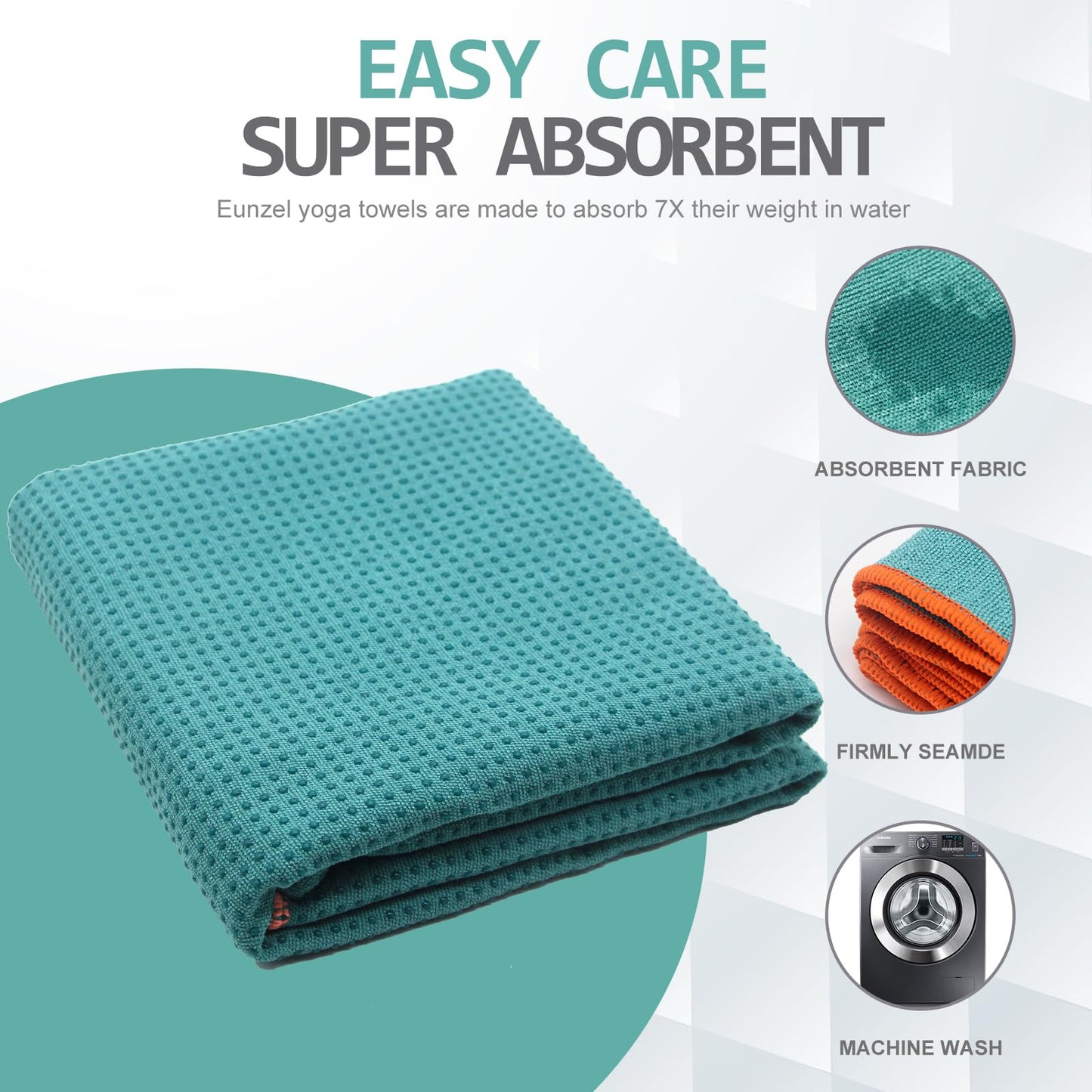 Eunzel Hot Yoga Towel - Microfiber Non Slip Yoga Mat Towel with Grip Dot Sweat Absorbent Towel for