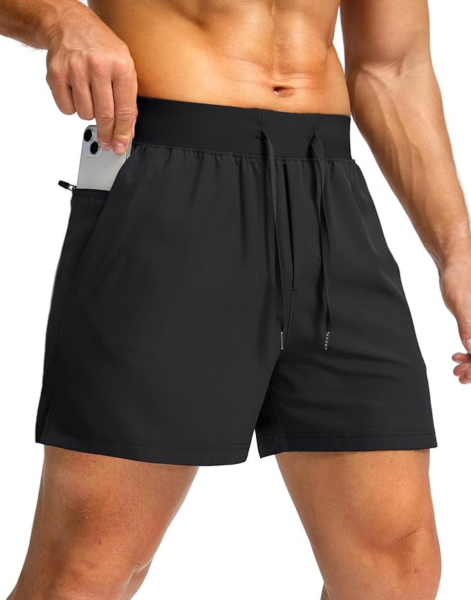 Men's Running Shorts with Zipper Pockets 9 Inch/ 7 Inch / 5 Inch Lightweight Quick Dry Gym Workout Athletic Shorts for Men(5 Inch)
