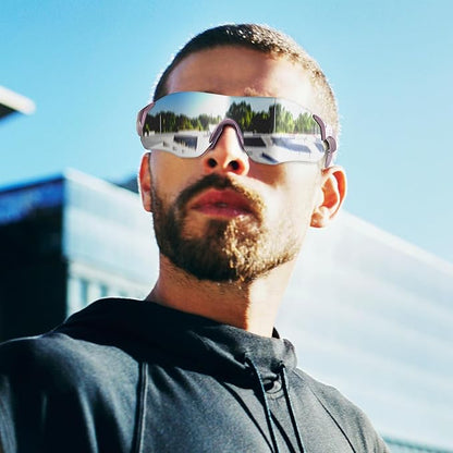 Sports Sunglasses y2k – UV400 REVO Mirror Lens, Ultra-Light TR90 Full Frame, Adjustable Nose Pads, Anti-Slip Arms – Cycling Running Hiking Triathlon – Chrome Lavender