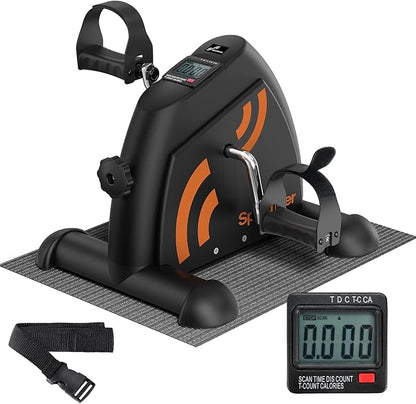 Sportneer Under Desk Bike Pedal Exerciser: Mini Exercise Bike Portable Peddler Sitting for Seniors with LCD Display Arm & Leg Bike Pedals Exerciser with Anti-Skid Mat for Home Office