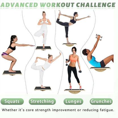 Professional Wooden Balance Board for Adults-Anti-Slip 350LBS Wobble Board for Physical Therapy, Standing Desk, Core Strength-Rocker Board,Balancing Board