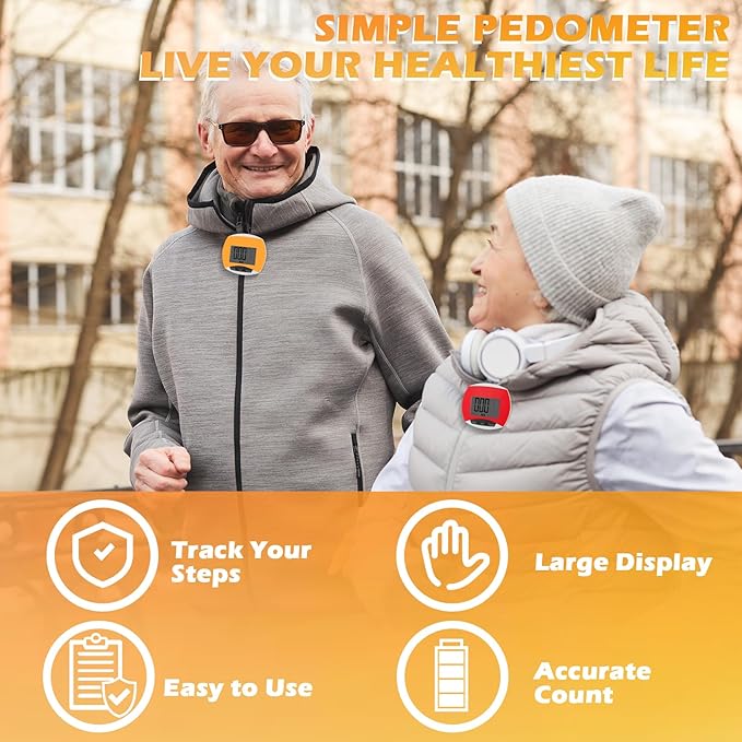 9 Pcs Simple Pedometers Bulk for Walking Steps and Miles Walking Step Counters with Calories Burned Portable Clip Step Tracker for Seniors Man Women Jogging Hiking Running