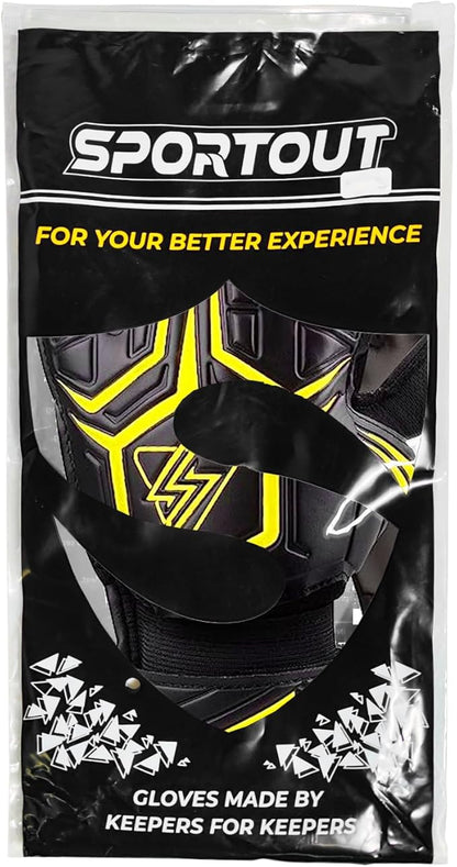 Sportout Goalie Gloves, Goalkeeper Gloves with Finger Protection, Breathable Soccer Goalie Gloves, 4mm Latex, for Kids Youth and Adult