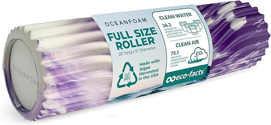 Oceanfoam Tidal Roller - Purple Marbled - Muscle Massage Foam Roller for Back Pain & Stretching - Firm and Ergonomic Wide Wave Textured - Yoga, Athletics, & Wellness - Full Size, 20" x 5"