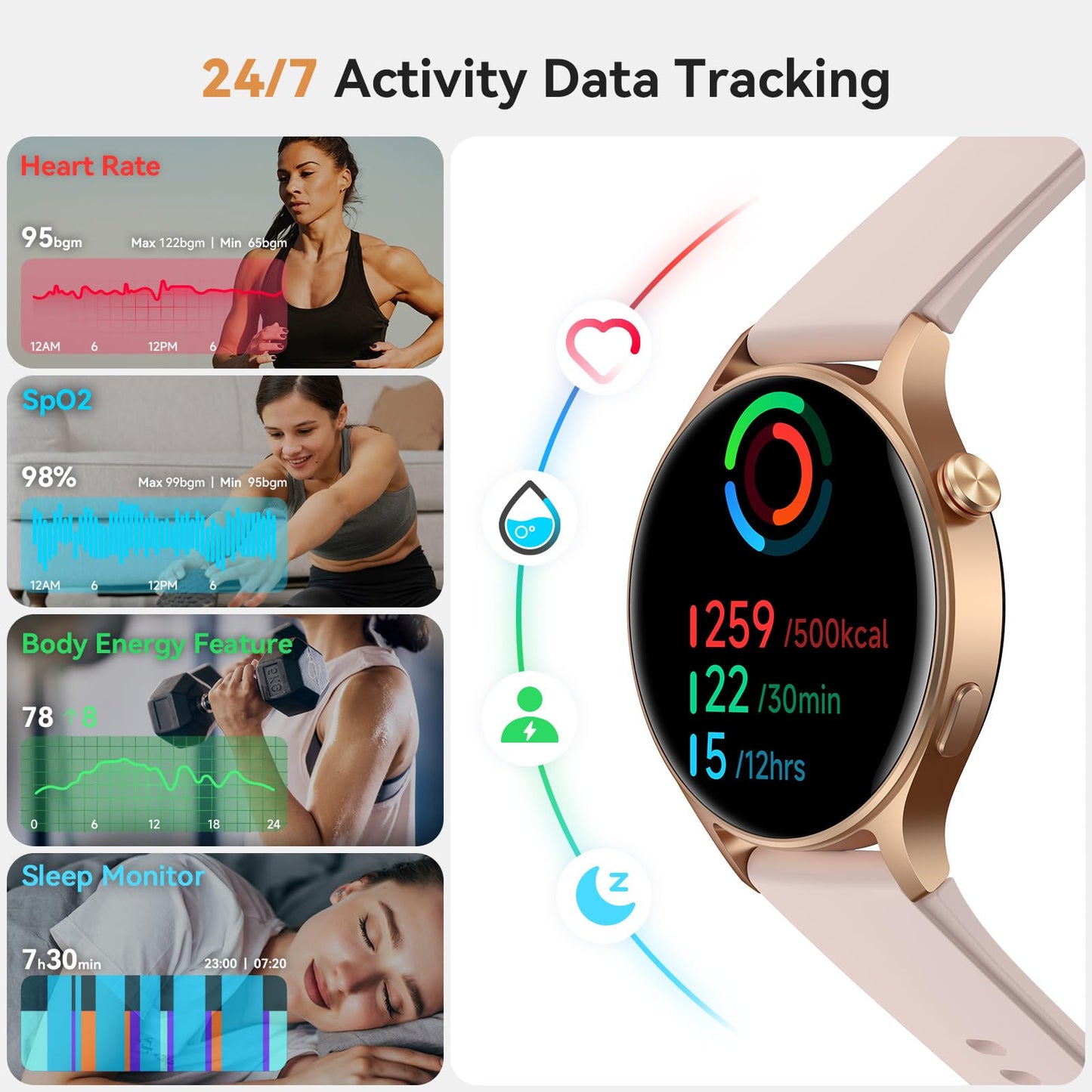 Smart Watch for Women, Answer/Make Call, 1.32'' AMOLED Ultra-Clear Screen