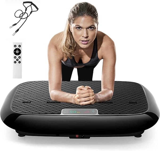 Vibration Plate Exercise Machine - Whole Body Workout Vibration Platform Lymphatic Drainage Machine for Weight Loss Home Fitness with Resistance Bands Remote