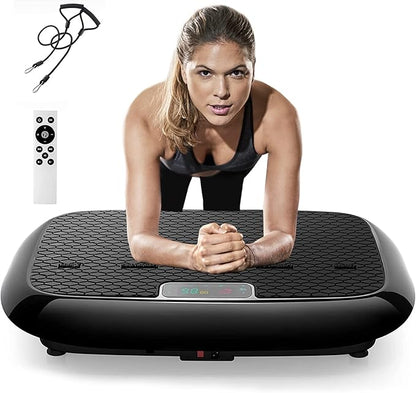 Vibration Plate Exercise Machine - Whole Body Workout Vibration Platform Lymphatic Drainage Machine for Weight Loss Home Fitness with Resistance Bands Remote