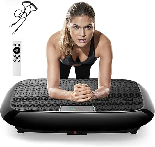 Vibration Plate Exercise Machine - Whole Body Workout Vibration Platform Lymphatic Drainage Machine for Weight Loss Home Fitness with Resistance Bands Remote