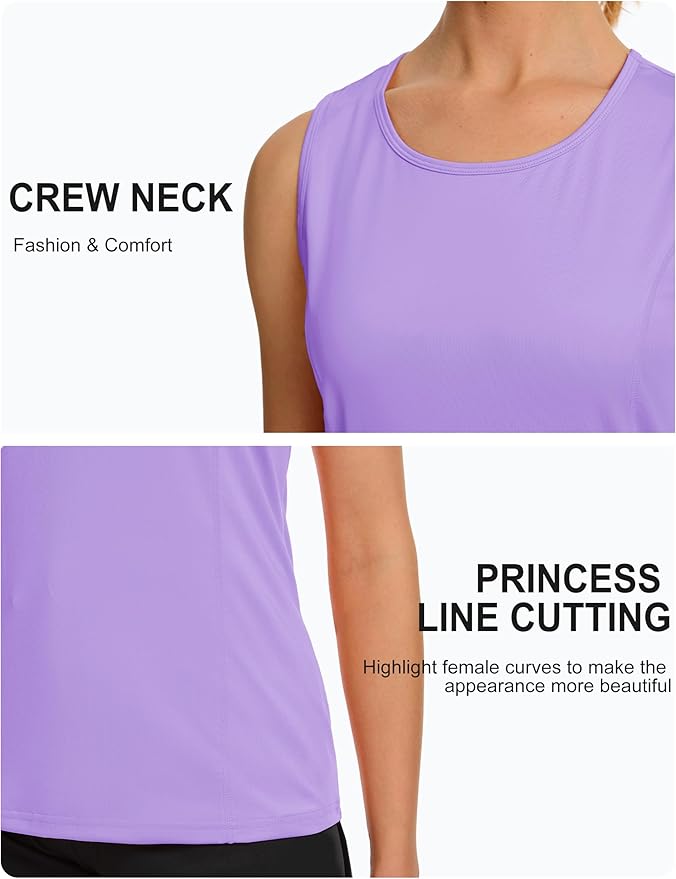 TACVASEN Women's UPF 80+ Workout Tank Top Sleeveless Quick Dry Sun Protection Hiking Athletic Gym Yoga Running Shirts