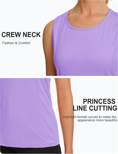 TACVASEN Women's UPF 80+ Workout Tank Top Sleeveless Quick Dry Sun Protection Hiking Athletic Gym Yoga Running Shirts