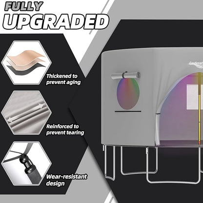 Gardenature 10FT/12FT/14FT Trampoline Tent(Tent Only), Fit Round Trampolines, Shade Cover with LED Light, Outdoor Trampolien Accessories, Anti-Tear