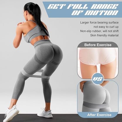 12 Pcs Latex Resistance Loop Exercise Bands for Booty Workout Stretch Exercise Bands Non Slip for Legs Squat Resistance Loop Women Men Starter Butt Hip Thigh Fitness