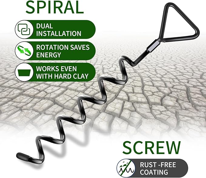 Trampoline Stakes Heavy Duty Trampoline Anchors Kit, Spiral Screw In Ground Anchors with Straps, Earth Anchors Earth Anchors Swing Set Anchors for Trampoline