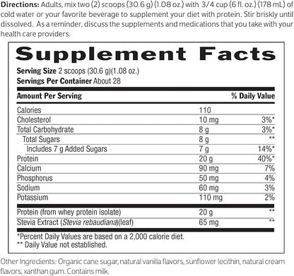 Biochem Whey Protein Isolate Powder - Vanilla Flavor, 20 Grams per Serving, Sourced from Grass Fed Cows, Non-GMO, Vegetarian, No Artificial Flavors or Sweeteners - Supports Muscle Mass & Performance
