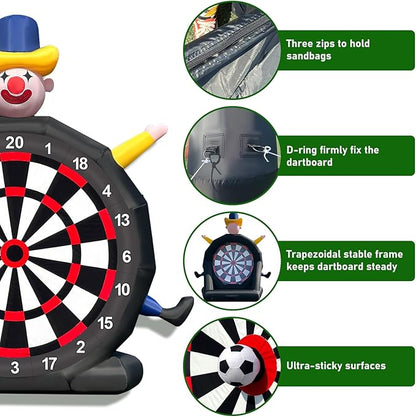 14ft Giant Inflatable Soccer Dart Board with 8 Golf Balls & 2 Soccer Balls Kickball Dartboard Soccer Darts Inflatable with 350W Blower and Air Pump for Outdoor Yard Gym Camp Sport Games
