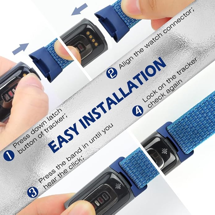 Sport Loop Nylon Watch Bands Compatible with Fitbit Charge 6/5, Adjustable Breathable Replacement Soft Nylon Loop Wristband for Women/Men