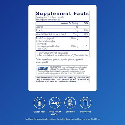 Pure Encapsulations CLA (Conjugated Linoleic Acid) 1,000 mg | Promotes Healthy Body Composition with Exercise* | 60 Softgel Capsules
