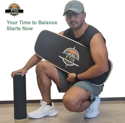 Kiin Balance Board Trainer, adjustable stoppers ??Indo Board, Balancing Board for Surfing, Core Training, Wobble Board for Skateboarding, Surfing, Skating, Yoga and Fitness.