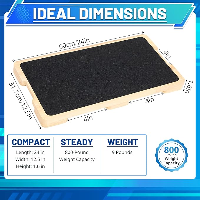 Leinuosen Resistance Band Workout Footplate Wood Fitness Board, Exercise Platform with Non-Slip Surface for Band Training Stretching, Strength, Flexibility and Balance for Total Body Home Gym